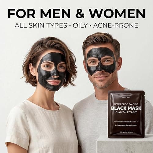 Black Mask Peel Off Face Mask with Activated Charcoal Powder – Korean Blackhead Remover Mask for Nose & Face, Pore Cleaner, Clay Mask & Strips Alternative, Face Mask Skincare for Men & Women, Gift Set thumbnail 7