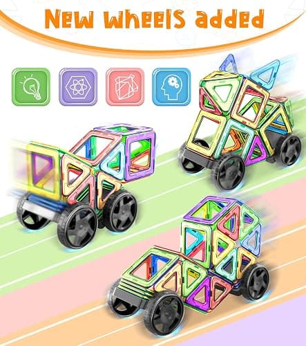 COOLJOYA Magnetische Bausteine, Magnetspiel STEM Magnetbausteine, Montessori Spielzeug ab 3 Jahre, Magnete Kinder ab 3 4 5 Jahre Kinder Jungen und Mädchen, 50 Teile Magnetbausteine thumbnail 4