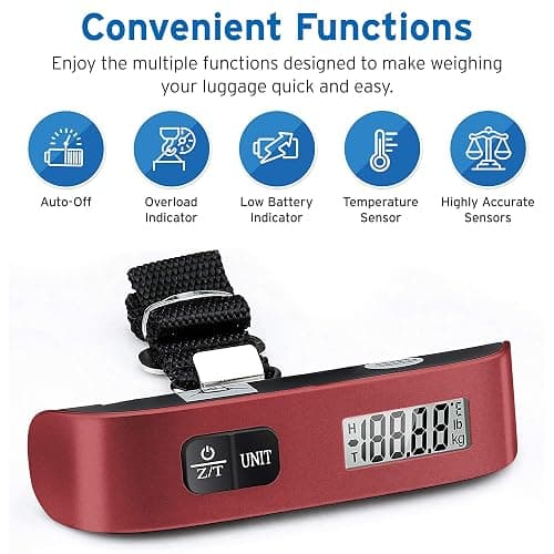 Etekcity Luggage Scale, Digital Weight Scales for Travel Accessories Essentials Suitcases , Portable Handheld Scale with Temperature Sensor, Rubber Paint, 110 Pounds, Battery Included | Travel Essentials, Air Travel, Suitcase, Hanging Hook, Rubber Grip, Battery Included, Easy-to-Read Display thumbnail 2