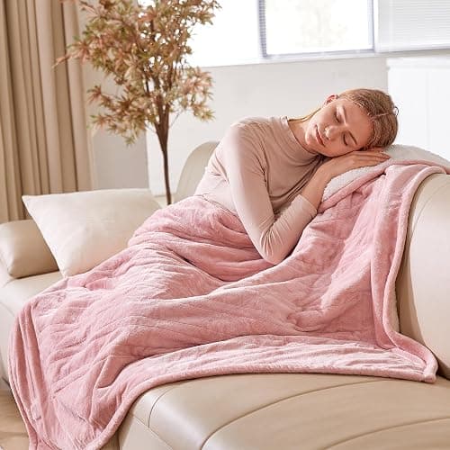 Dowin Pink Heated Blanket Electric Throw Fleece Flannel Heating Warming Blankets with Auto Shut Off for Couch Office Chair Bed Adults Fuzzy Cozy Machine Washable 50x60 thumbnail 4