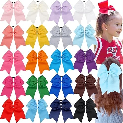 Yxiang 20Pcs Large Cheer Bows for Girls Ponytail Holder for Cheerleading - Image 1