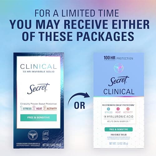 Secret Clinical Strength Antiperspirant and Deodorant for Women, Free & Sensitive, 3X Stress Sweat Protection, PH Balancing Minerals, Soft Solid, Unscented, 1.6 oz (Pack of 3) thumbnail 9