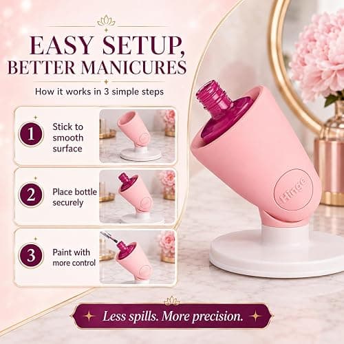 tweexy Hinge Untippable Nail Polish Bottle Holder | Anti-Spill Nail Polish Holder Stand, Tilted, IntelliStick Airlock Suction | Fingernail Painting, Nail Art Tools | Nail Polish Accessories (Blush) thumbnail 3