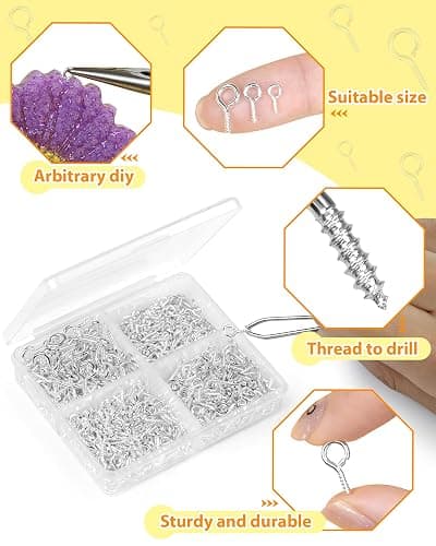 FIVEIZERO 600pcs Small Eye Pins for Jewelry Making & DIY Crafts, Mini Eyelet Screws for Art Projects & Bead Charms, Tiny Eye Hooks for Crafts (Gold & Silver, 3 Sizes) thumbnail 5