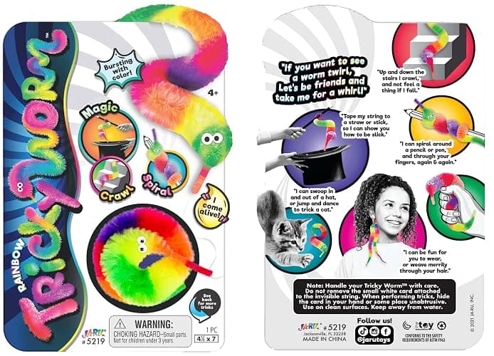 JA-RU Fuzzy Worm Fidget Toy with String Attached (1 Pack) – Fun Magic Tricks for Kids, Soft Sensory Toy, Bulk Party Favors, Gag Gifts & Classroom Prizes. 5219-1A thumbnail 7
