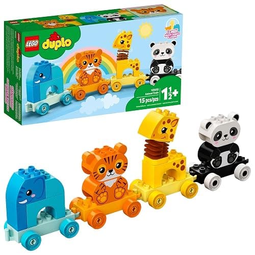LEGO DUPLO My First Animal Train 10955, Toys for Toddlers and Kids 1.5-3 Years Old with Elephant, Tiger, Panda and Giraffe Figures, Learning Toy - Image 1