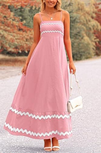 PRETTYGARDEN Women's 2025 Summer Flowy Maxi Dress Casual Sleeveless Spaghetti Strap Ruffle Beach Long Dresses thumbnail 6