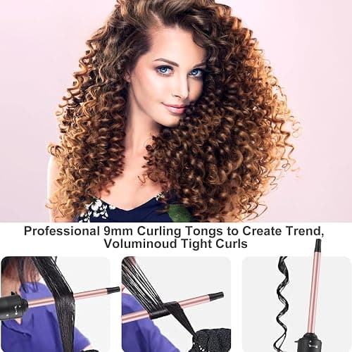 UNOBEY 5 in 1 Curling Wand Set, Three Barrel Curling Iron Wand Set | with 3 Barrel Hair Waver Curling Iron & 4 Interchangeable Ceramic Hair Curler Wand(0.5”-1.25”), Fast Heating, Include Glove thumbnail 8