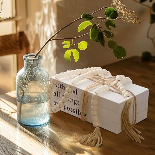LIAQICHA Decorative Books for Home Decor,Rustic Farmhouse Decor,Faux Books for Decoration,Farmhouse Shelf Decor,Fake Books,Decor Books for Coffee Table,with Wooden Bead String Tassel 58 in thumbnail 5