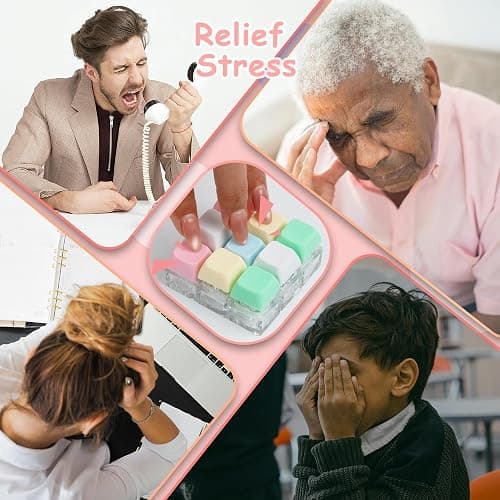 Keyboard Fidget Toy, Keyboard Fidget Keychain 9-in-1 Keyboard Decompression Button Finger Clicker Toys Stress Relief Fidget Gifts (5 Colors- Green Yellow Pink White Blue) thumbnail 7