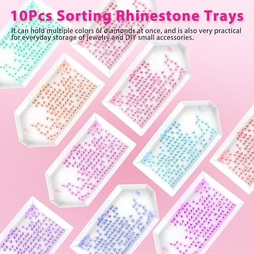 ESUOHYM 10 Pcs Wax Pencil for Bedazzling with 10 Pcs Diamond Art Trays | High Adhesion Bedazzling Wax Pen for Resin Gem, Trays for Sort Rhinestones, Rhinestone Picker Tools for DIY Art Craft Project thumbnail 2