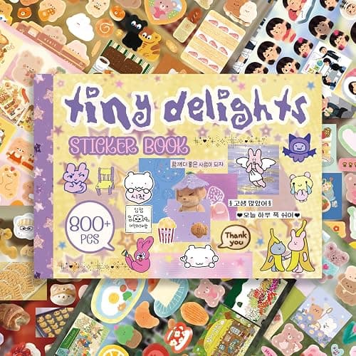 PRSTINCOL Japanese Manga Style Sticker Book with 30 Sheets of Die Cut Stickers, Over 1200 Pieces for DIY Journaling and Scrapbooking thumbnail 7