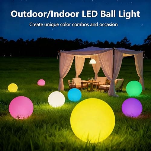 MIUWLXT 6-inch LED Light Ball,RGB Color Changing Night Light with Remote,Water Resistant,USB Rechargeable Mood Lamp for Kids Room,Bedroom,Patio,Party Decor thumbnail 4