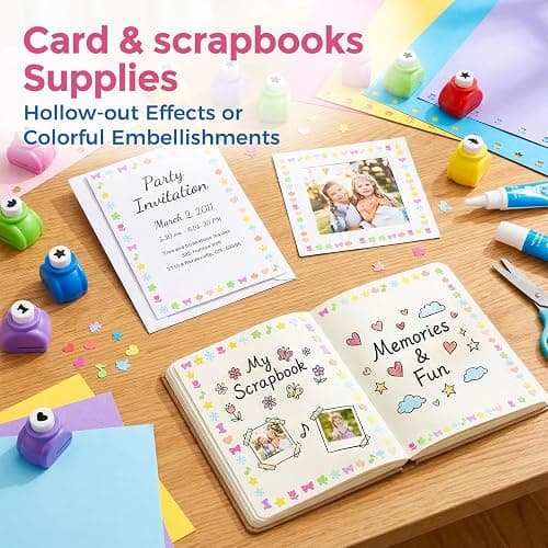 LOVEINUSA 10Pack Shape Paper Hole Punch Craft Set, Scrapbook Supplies | For DIY Crafting, Scrapbooking, Handmade Greeting Cards, Photo Albums, Mini Cutter Nail, and Festival Cards Projects thumbnail 4