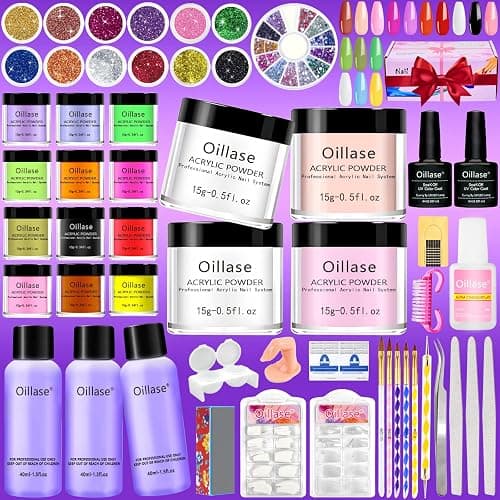 Large Acrylic Nail Kit Set Professional Acrylic with Everything, Nail Acrylic Powder for Beginners, Acrylic Nail Supplies Acrylic Nail Brush, Practice Hand for Acrylic Nails (Multicolor with everything) - Image 1
