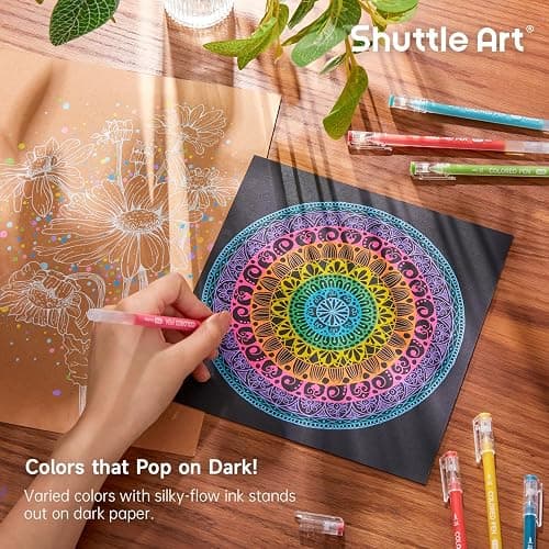 Shuttle Art Colored Pens, 72 Vibrant Colors Cute Journal Pens 0.6mm Fine Point Colored Gel Pens for Black Paper in Portable Bag for Coloring Writing Drawing Journaling Note Taking School Office Home thumbnail 2