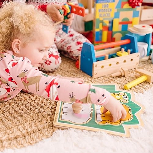 Melissa & Doug Jungle Friends Safari Animals Jumbo Peg Wooden Puzzle - Safari Animals thumbnail 5