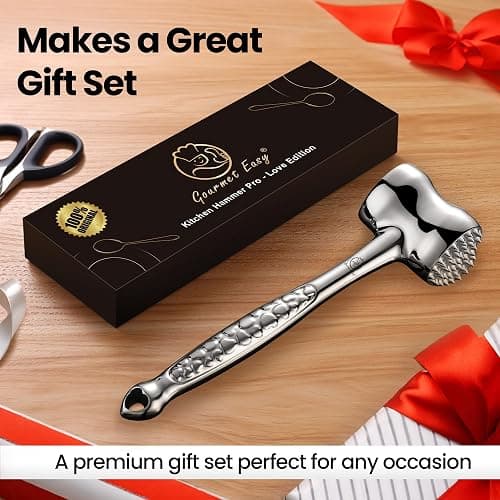 Gourmet Easy Meat Tenderizer Tool Love Heart Design, Lifetime Replacement | Dual-Sided Heavy-Duty Meat Mallet Tenderizer for Steak, Chicken & Poultry. Dishwasher Safe, Lifetime Replacement thumbnail 8