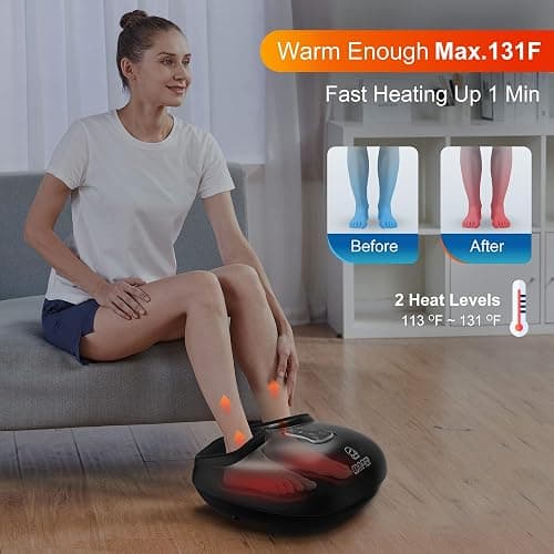 COMFIER Shiatsu Foot Massager with Heat,Vibration,Rolling Compression,FSA Eligible Feet Massager Machine for Plantar Fasciitis,Neuropathy Pain, Fits Size up to 13“,Christmas Gifts for Women,Men,HSA thumbnail 3