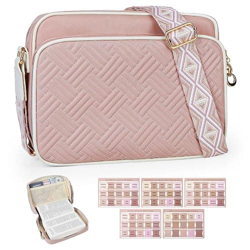 MHJY Bible Bag Leather Bible Cover Case for Women Zipper Quilted Bible Cover with Bible Tabs and Shoulder Strap Crossbody Purses for Book Cover - Image 1