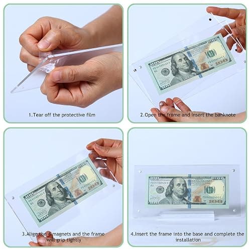 2Pcs Dollar Bill Frame Display Acrylic Dollar Bill Holder for Collectors Currency Frame Display Case Double-Sided Transparent Ticket Banknotes Stamp Photo Protector(Transparent-2) thumbnail 4