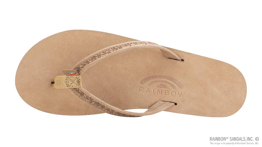 Rainbow Sandals Ladies Las Flores - Single Layer Premier Leather with a Floral 1/2" Narrow Strap thumbnail 3