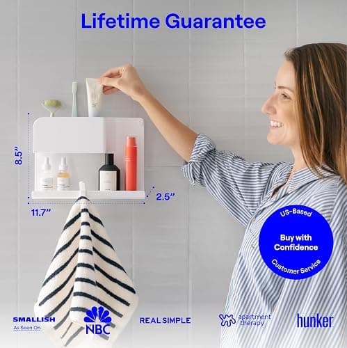 WallShelfie Bedside Wall Organizer & Dorm Decor for Dorm Room - 2.0, White | Dorm Room Essential, Floating Bedside Shelf Wall Mount Organizer, Remote Control Holder, Cool Teen Girls Trendy Stuff thumbnail 2