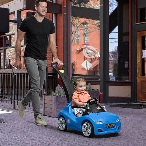 Step2 Whisper Ride Cruiser Kids Push Car, Ride On Toy, Stroller Substitute, Includes Seat Belt & Horn, Made of Durable Plastic, Max Weight 50 lbs., For Toddlers 1.5-4 Years Old, Blue thumbnail 7