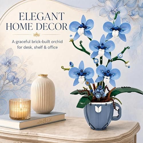 Blue Orchid Flower Building Set,Compatible with Lego Botanical Decor 567PCS | Elegant Plant floral decor and gift for women,moms and flower lovers on Valentine's Day,Mother's Day,birthdays and Christmas. thumbnail 4