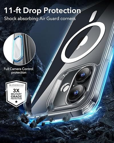 ESR for iPhone 16 Case, Camera Control, Compatible with MagSafe, Shockproof Military-Grade Protection, Magnetic Phone Case for iPhone 16, Classic Hybrid Case (HaloLock), Clear thumbnail 6