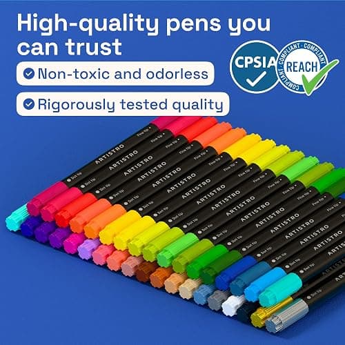 ARTISTRO 36 Precision Dual-Tip Acrylic Paint Markers – Paint Pens Set with Dot & Fine Tips for Fabric, Rock, Glass, Wood, Coloring Books – Arts & Crafts Gift – Classroom Must Haves & School Supplies thumbnail 7