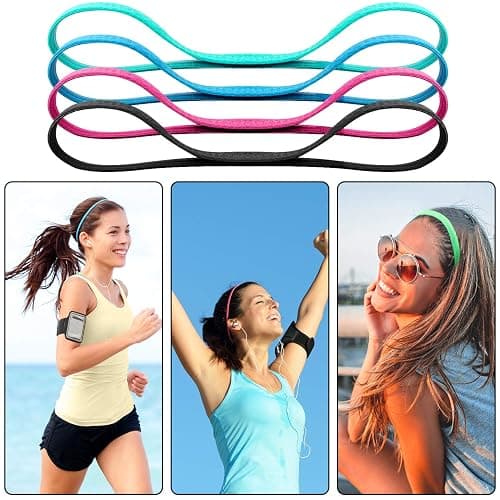 Duufin 20 Pieces Elastic Headbands Non Slip Sport Headband Colorful Workout Headband Sweatband Fashion Yoga, Running Elastic Sports Headbands for Women, Men and Girls, 14 Colors thumbnail 5