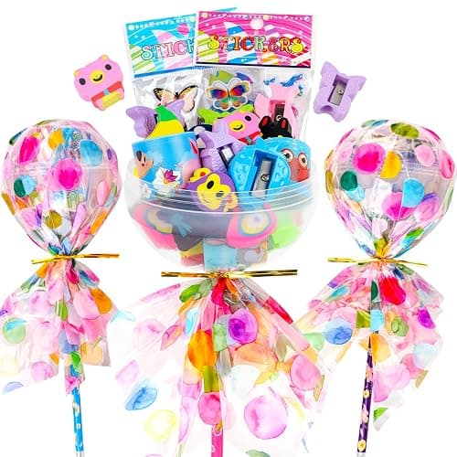 Thesixowls Giant Lollipop Birthday Goodie Bags, 24 Pack Lollipop Return Gifts for Birthday Party - Fun Goodie Bags Classroom Rewards Students Gifts Class Prizes - Image 1
