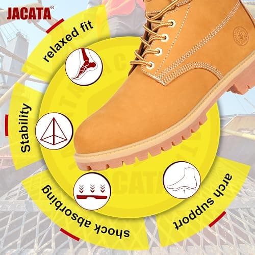 Jacata Men's Water Resistant Work Boots Construction Industrial Boots | Genuine Leather Soft Toe Oil Resistant Comfortable Utility Rubber Sole Nonslip Work Boots For Men thumbnail 6