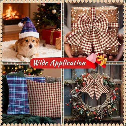 NEUJUS Baumwollstoff 50 x 50 cm Stoffpaket – Patchwork Stoffe Paket zum Nähen & Quilten, DIY Stoffreste Baumwollstoffe Meterware, Stoff Quadrate verschiedene Muster (10 Vintage-Weihnachtsraster) thumbnail 5