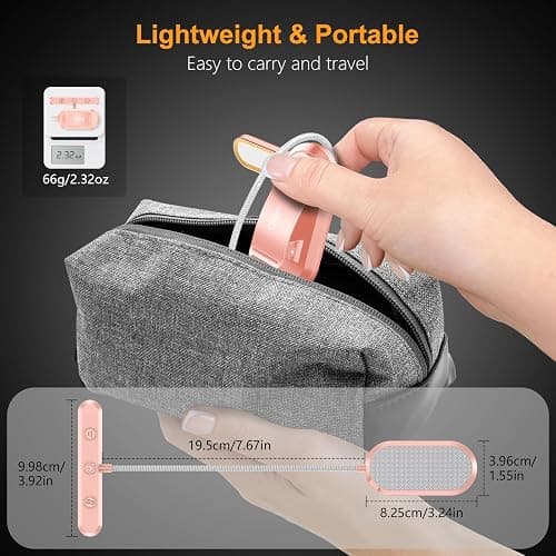 Gritin Rechargeable Book Light for Reading in Bed with 19 LED &Memory Function-Eye Caring 3 Color Temperatures,5 Brightness Levels,80 Hrs Runtime Flexible Goose Neck Clip on Light-Pink thumbnail 8