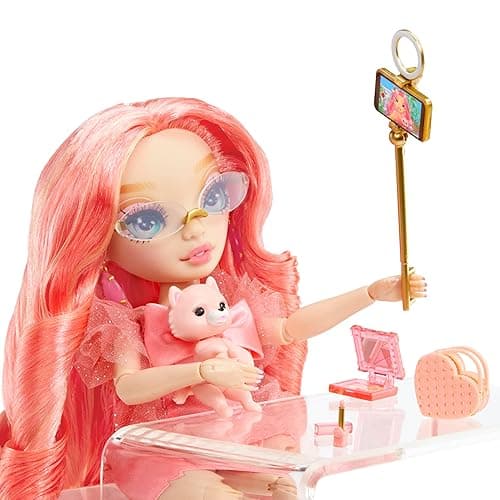 Rainbow High Pinkly - Pink Fashion Doll in Fashionable Outfit, with Glasses & 10+ Colorful Play Accessories. Gift for Kids 4-12 Years and Collectors thumbnail 3