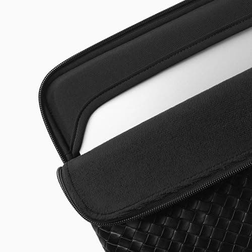Comfyable Woven-Look Laptop Sleeve 13 Inch 14 Inch Compatible with MacBook Air M5 & MacBook Pro M5 Pro/Max 2026, Faux Leather Mac Travel Case for Men Women, Black thumbnail 4