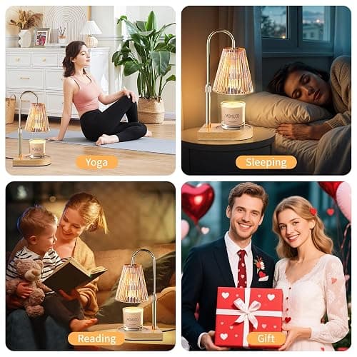 MOMIUCO Candle Warmer Lamp with Timer Dimmer, Electric Candle Warmer, Bedroom Home Decor, Adjustable Height, Wax Melt Warmer with 2 Bulbs for Jar Candles thumbnail 6