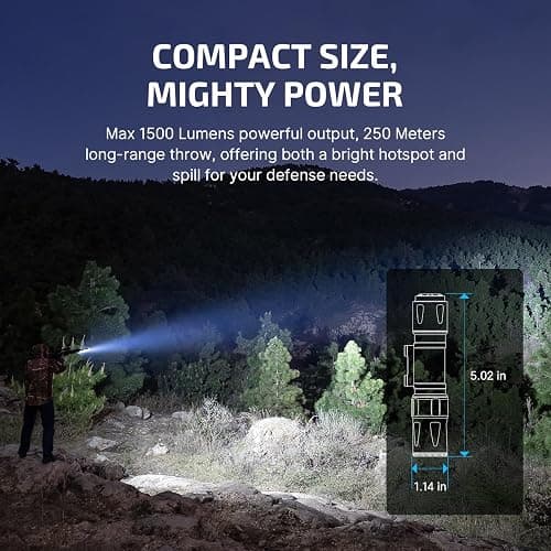 OLIGHT Odin S 1500 Lumens MLOK Rail Mounted Weaponlight Rechargeable Tactical Flashlight with Upgraded Remote Pressure Switch, 250 Meters Throw Distance, IPX8 Waterproof (Black) thumbnail 3