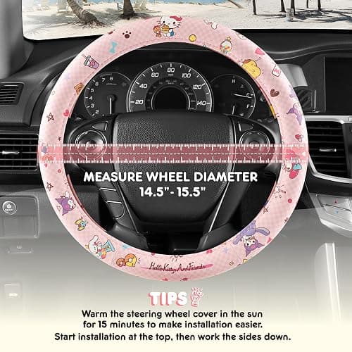 Hello Kitty and Friends Steering Wheel Cover, Universal Fit Cute Accessories for Women, Stylish Decor Gift Hello Accessories - Fits Standard Wheels 14.5"-15" thumbnail 2