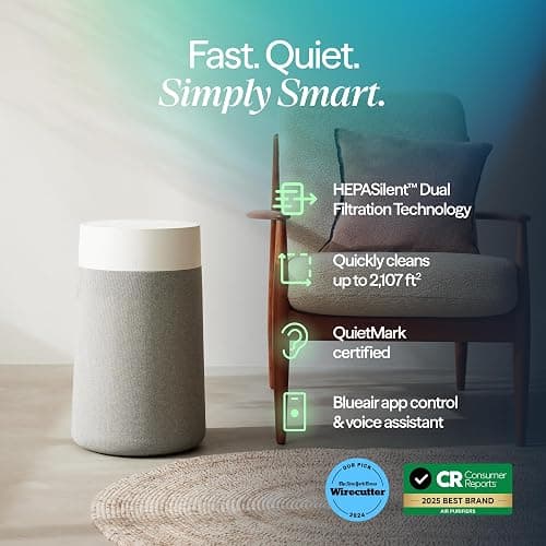 BLUEAIR Air Purifiers for Medium Rooms, Bedroom, Kitchen, Cleans 1,858 sqft in one hour, HEPASilent Smart Air Cleaner for Home, Pets, Allergies, Virus, Dust, Mold, Smoke - Blue Pure 311i Max thumbnail 3
