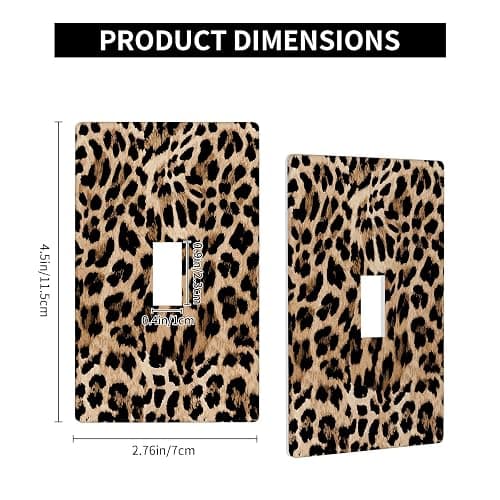 Leopard Single Toggle Light Switch Plate Decorative, Wild Animals Skin Cheetah Fur Spots 1 Gang Wall Plates Cover Electrical Switchplate for Kitchen Bathroom Bedroom Living Room Home Decor Faceplate thumbnail 2