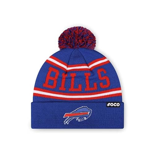 FOCO NFL Unisex-Adult NFL Team Logo Stripe Pom Beanie Hat - Image 1