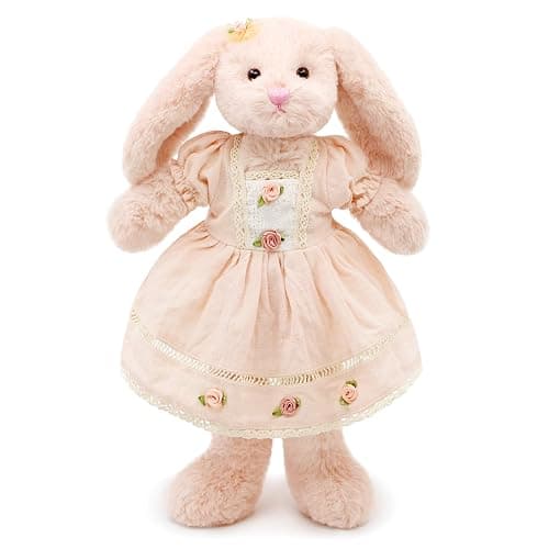 oits cute Small Soft Stuffed Animal Bunny Rabbit Plush Toy for Baby Girls 15inch (Pink Rabbit Wearing Pink Vintage Dress) thumbnail 3
