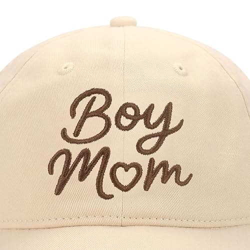 Boy Mom Hat, Adjustable Size Baseball Cap, Gift for Mother’s Day Birthday Christmas Beige thumbnail 4