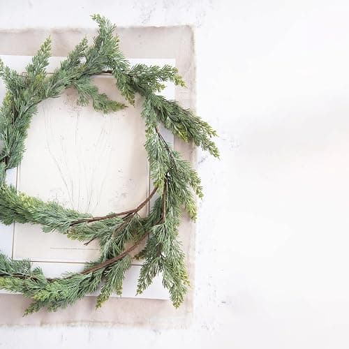 Creative Co-Op 84" L Faux Cedar Garland, Green thumbnail 4