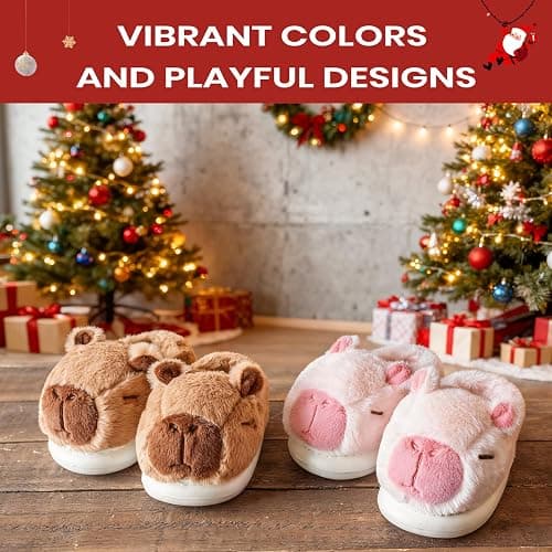 XUNBAI Cute Capybara Slippers for Kids,Toddler House Slippers,Kids Funny Soft Fuzzy Winter Animal Shoes for Girls Boys,Capybara Gifts thumbnail 3
