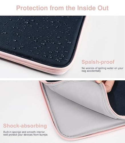 Dadanism 9-11" Tablet Sleeve Organizer Carrying Case with Handle for iPad 10th Gen 10.9", iPad 9/8/7th 10.2, iPad Air 11", iPad Pro 11", iPad Air5/4 10.9, Galaxy Tab A9+ Plus 11", Indigo & Pink - Indigo thumbnail 4