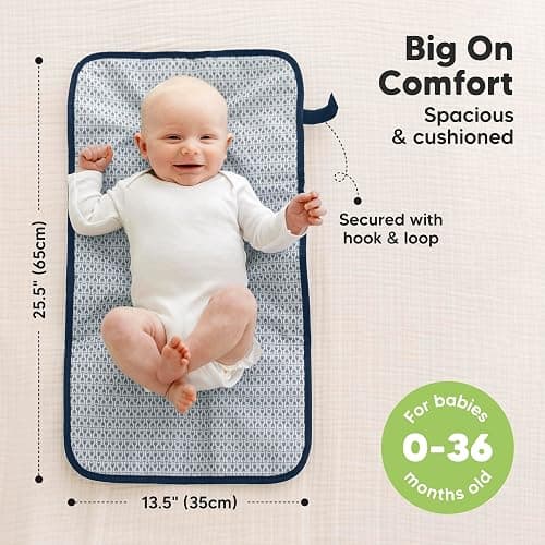 KeaBabies Portable Diaper Changing Pad, Easy Wipe Clean - Foldable Waterproof Baby Changing Mat for Diaper Bag, Compact, Lightweight, 25x13 Newborn, Infant, Baby Changer Travel Essential (Navy Blue) thumbnail 3